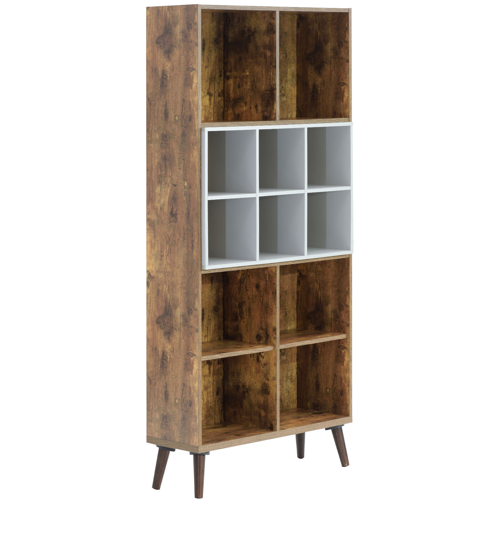 Bookshelf in Pine Wood & Light Grey Finish